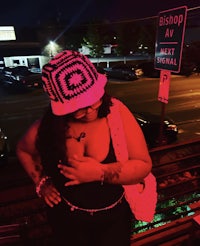 a woman wearing a hat